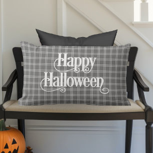Coussin Rectangle Farmhouse moderne Classic Plaid Happy Halloween
