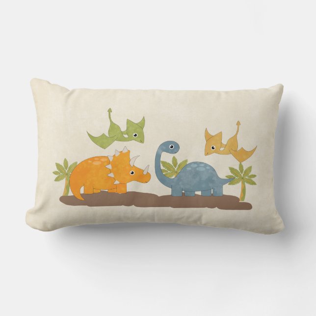 Coussin Rectangle Faune sauvage de Cute Dinosaure (Recto)