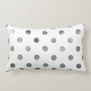 Coussin Rectangle Faux Faux Foil Polka Point blanc
