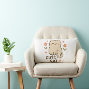 Coussin Rectangle Félin en fleurs