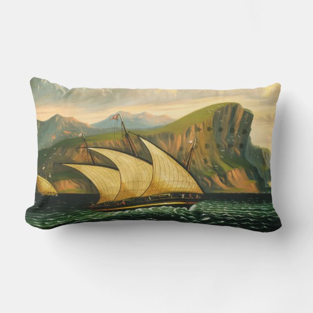 Coussin Rectangle Felucca outre du Gibraltar par des chambres de (Recto)