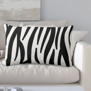 Coussin Rectangle féminin chic élégant imprimé zèbre noir et blanc