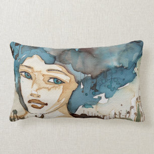 Coussin Rectangle Femme bleue