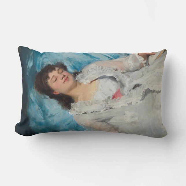 Coussin Rectangle Femme française endormie élégante (Repose douce) (Recto)