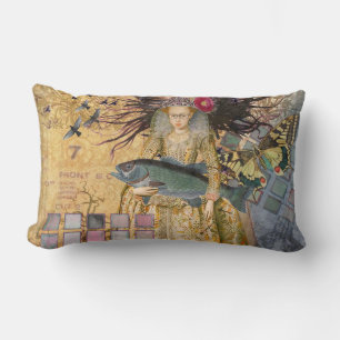 Coussin Rectangle Femme Poisson Vintage Gothique Classique