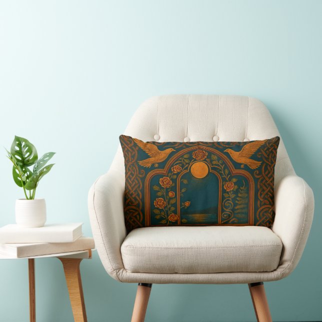 Coussin Rectangle Fenêtre celtique en automne (Chaise)