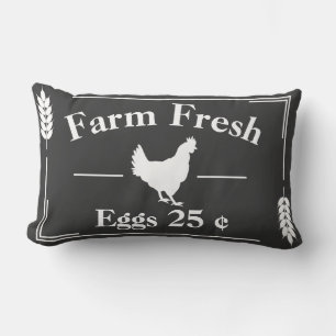 Coussin Rectangle Ferme Agritole moderne gris foncé Oeufs frais
