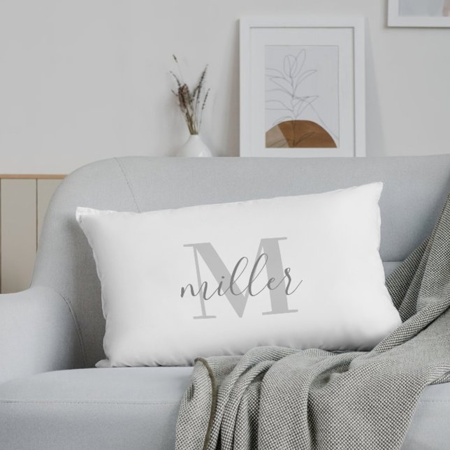 Coussin Rectangle Ferme Black Buffalo Plaid Nom de famille Monogramm (Créateur téléchargé)