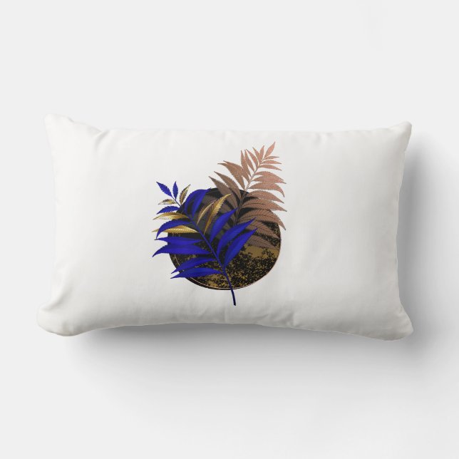 Coussin Rectangle Ferme bleue sur cercle noir (Recto)
