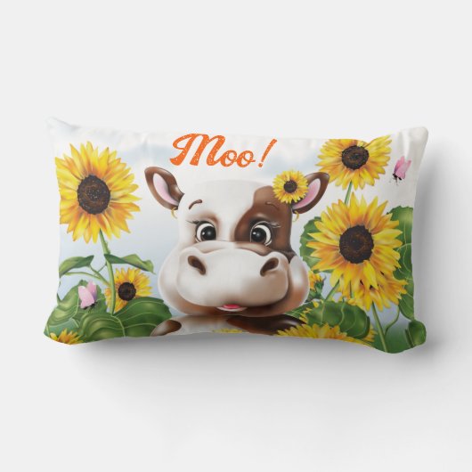 Coussin Rectangle Ferme de tournesol de la vache (Verso)