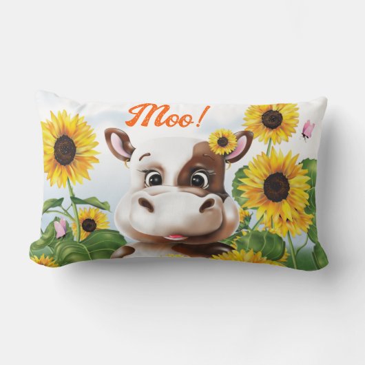 Coussin Rectangle Ferme de tournesol de la vache (Recto)