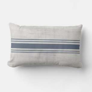 Coussin Rectangle Ferme rustique Burlap Blue Stried Grain Sack