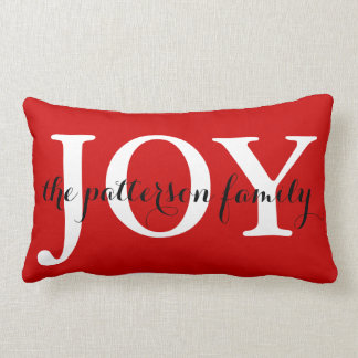 Coussin Rectangle Festif Noël Joy Rouge Blanc Personnalisé