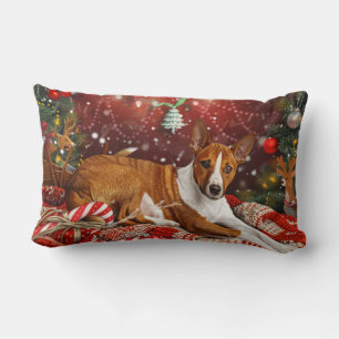 Coussin Rectangle Festival de Noël de Chien Basenji