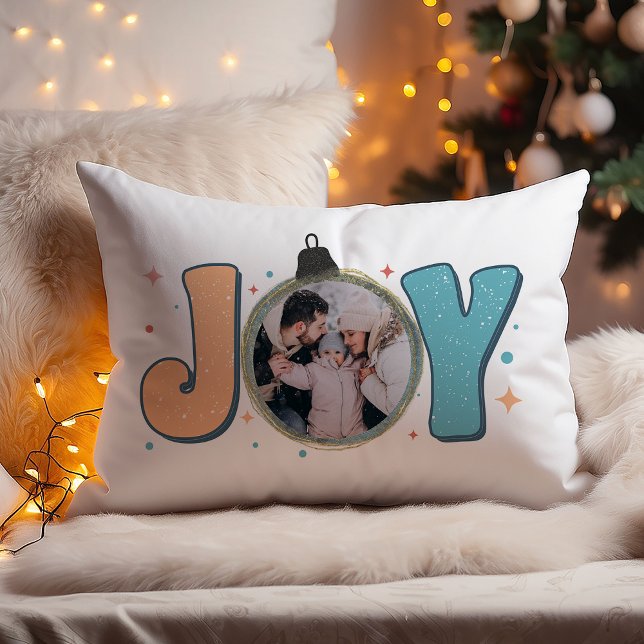 Coussin Rectangle Festive Joy Ornament Photo de Noël (Créateur téléchargé)