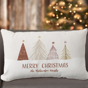Coussin Rectangle Festive Joyeux Arbres de Noël Fête Famille Jeter