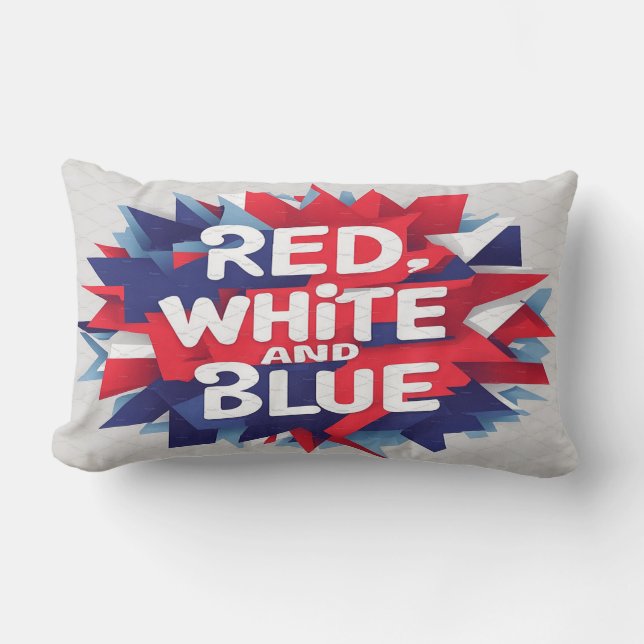 Coussin Rectangle Fête de l'Indépendance, Rouge Blanc & Bleu (Recto)