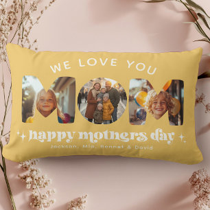 Coussin Rectangle Fête des Mères 3 Photo personnalisée Cute Retro St