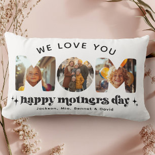 Coussin Rectangle Fête des Mères 3 Photo personnalisée Cute Retro St