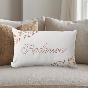Coussin Rectangle Feuillage d'Automne Nom de Famille Personnalisé