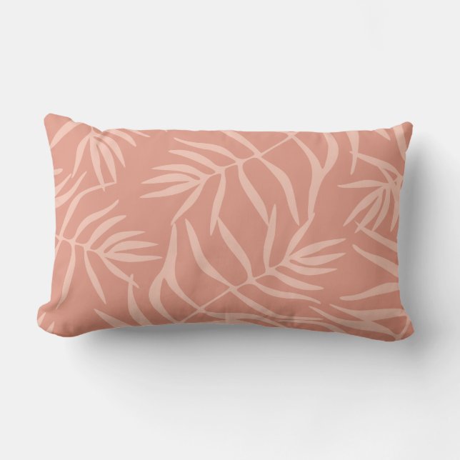 Coussin Rectangle Feuillage floral corail tropical rose été (Recto)