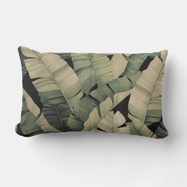 Coussin Rectangle Feuille botanique vintage de banane d'impression (Recto)