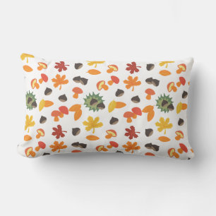 Coussin Rectangle Feuille, châtaignes et champignons partout en moti