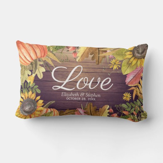 Coussin Rectangle Feuille d'automne Citrouille Wedding shower de bo (Verso)