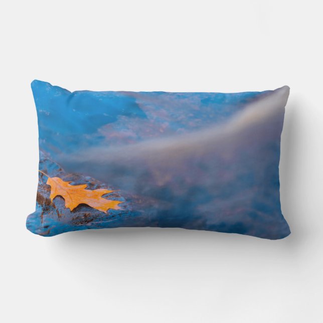 Coussin Rectangle Feuille de chêne sur rocher dans la rivière Rossea (Recto)