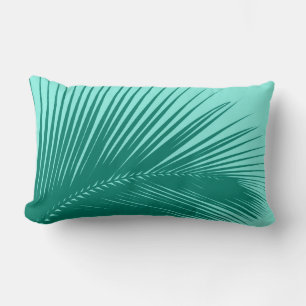 Coussin Rectangle Feuille de palme - Turquoise et aqua