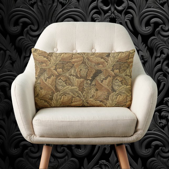 Coussin Rectangle Feuilles d'Acanthus par William Morris, Textile An (Acanthus Leaves by William Morris, Antique Textile Lumbar Pillow)