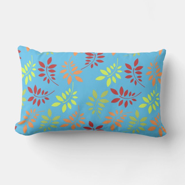 Coussin Rectangle Feuilles d'automne colorées aux tons chauds (Recto)