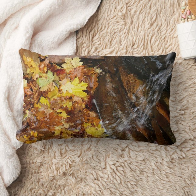 Coussin Rectangle Feuilles d'automne dans la cascade III Nature auto (Couverture)