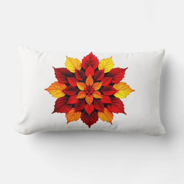 Coussin Rectangle Feuilles d'automne Rouge Jaune Orange Botanique Fl (Recto)