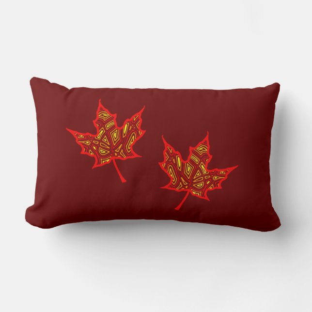 Coussin Rectangle Feuilles de feu (Recto)