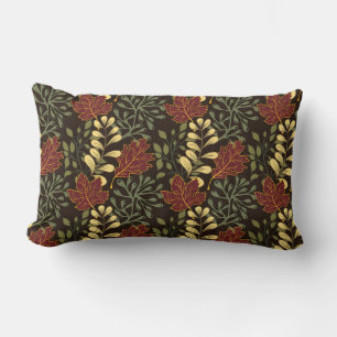 Coussin Rectangle Feuilles d'érable rouge foncé à motif floral