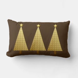 Coussin Rectangle Feuilles d'or arbres de Noël modernes