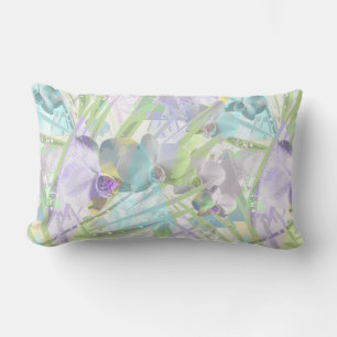Coussin Rectangle Feuilles d'orchidées et de palmiers, tropicale