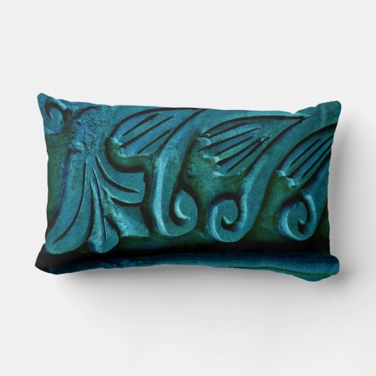 Coussin Rectangle Feuilles sarcelle (Verso)