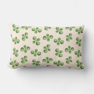 Coussin Rectangle Feuilles succulents verts sur beige clair