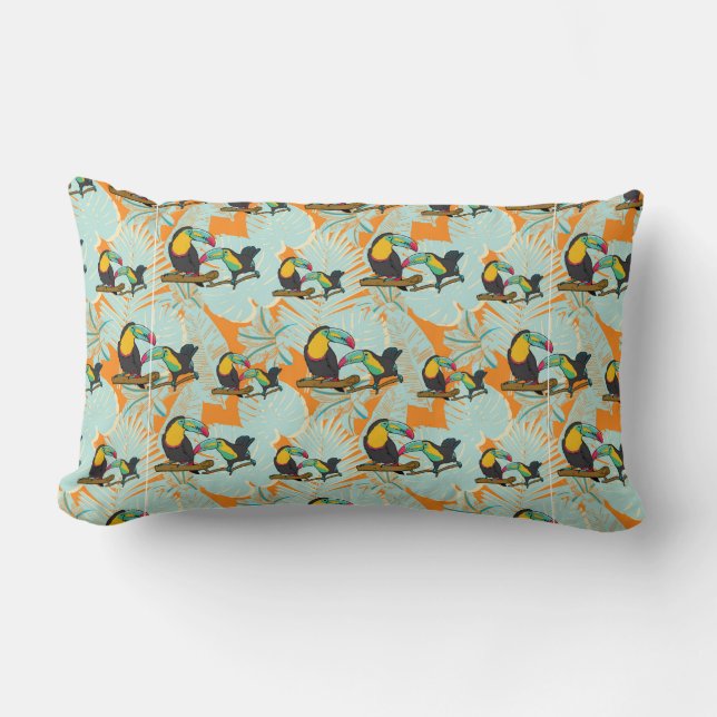 Coussin Rectangle Feuilles tropicaux toucan sans couture Motif (Recto)