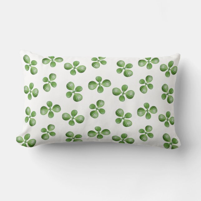 Coussin Rectangle Feuilles verts succulents sur blanc (Recto)