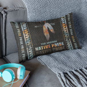 Coussin Rectangle Fierté autochtone Plumes indienne Arrow tribale ré