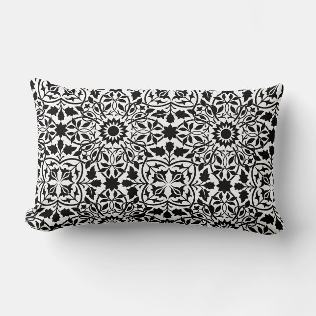 Coussin Rectangle Filigre noir et blanc (Recto)