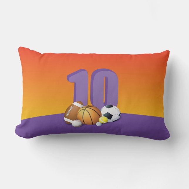 Coussin Rectangle Fille 10e anniversaire des balles de sport (Recto)