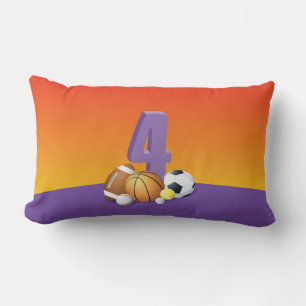 Coussin Rectangle Fille 4e anniversaire des balles de sport
