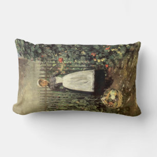 Coussin Rectangle Fille avec un panier de légumes dans un jardin