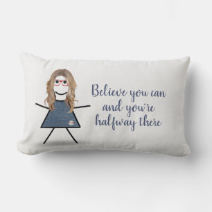 Coussin Rectangle Fille bâton en robe de denim avec citation