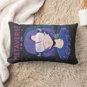 Coussin Rectangle Fille d'anime lunettes de réalité virtuelle Coussi