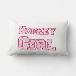 Coussin Rectangle Fille de hockey rose floral